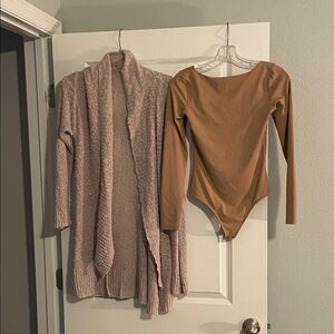 2Tildon Cream Open-Front Cardigan & Bodysuit BOTH XS